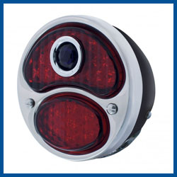 Complete Commercial LED Tail Light - 12 Volt - Left - Red Lens with Blue Dot