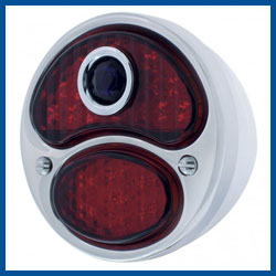Complete Right Hand LED SS Tail Light - 12 Volt - All Red with Blue Dot Lens