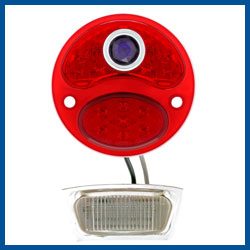 LED Replacement Tail Light - With Blue Dot - All Red - 12 Volt - Left