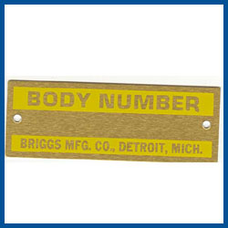 Data Plates - Briggs - Model A Ford  - Model A Ford - Buy Online!